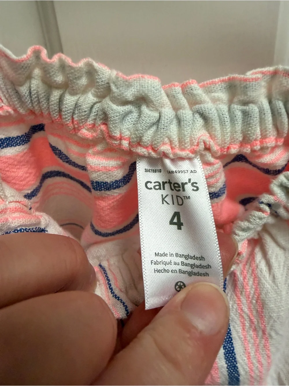 Carter's Kid Girls 4 White Pink & Navy Striped Tiered Tank Top Blouse Shirt